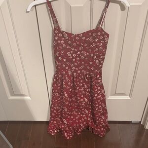 Spaghetti Strap Floral Print Ruffled Hem Mini A-Line Dress